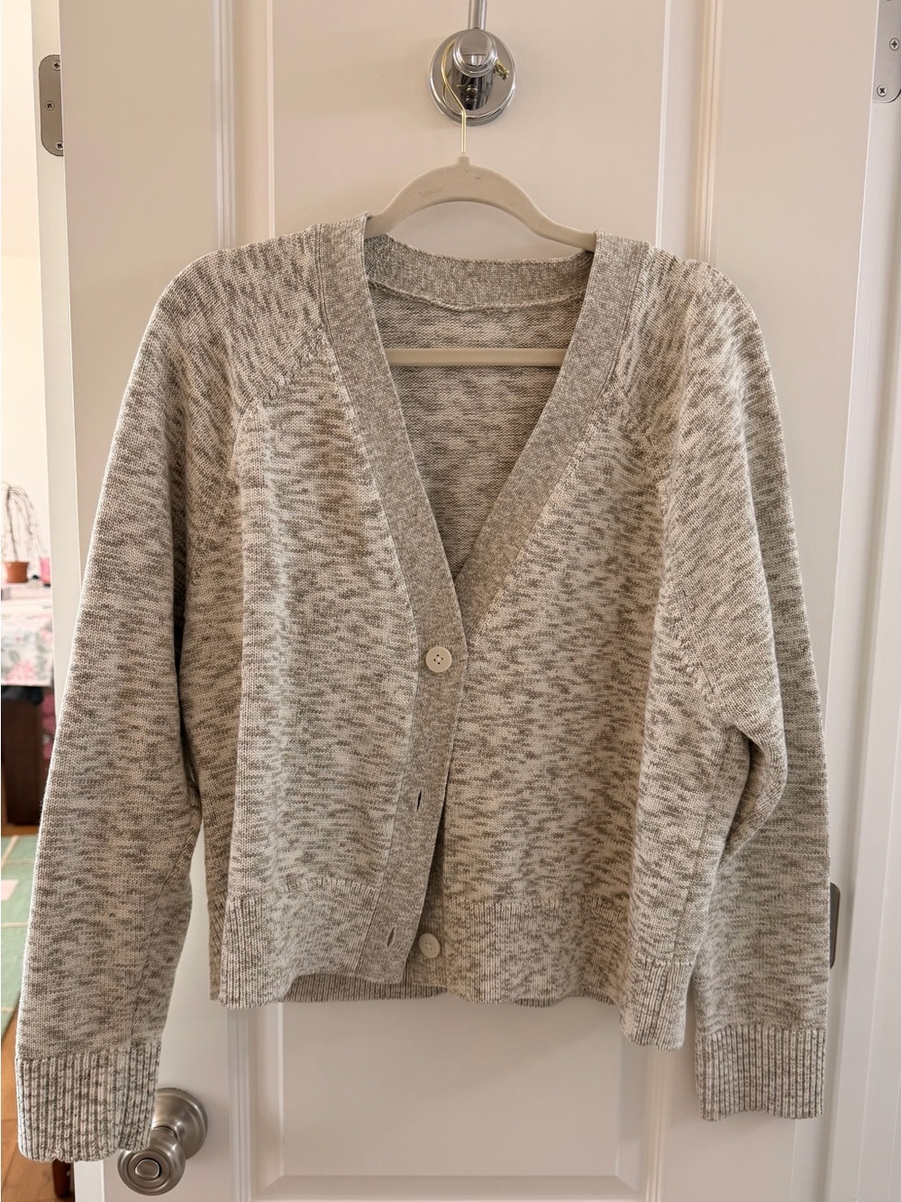 lululemon athletica Boxy Cotton-Blend Cardigan — Bone/Raw Linen - Picture 2 of 4